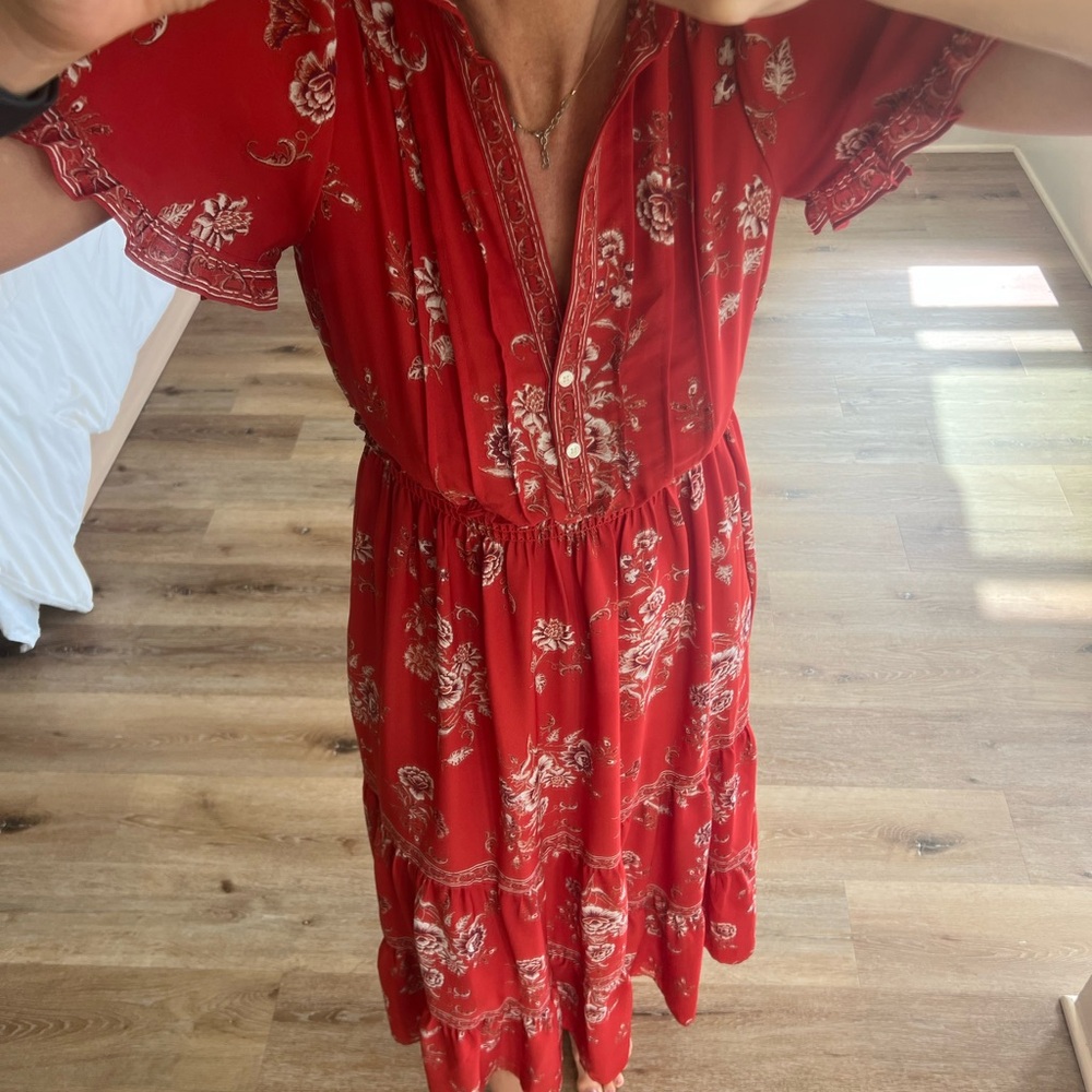Max Studio Red Floral Maxi Dress